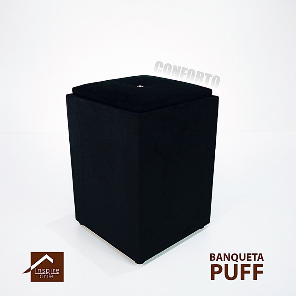 Puff Suede com Almofada Decorativo Para Penteadeira, Sala, Quarto e closet
