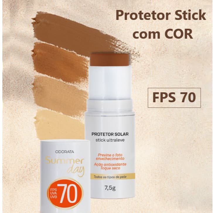 Odorata  - Protetor Solar Stick com Cor Ultraleve FPS 70 - 7,5g