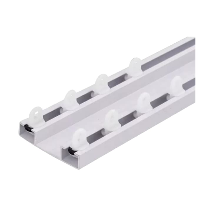 kit Trilho Suíço Duplo Max Cortina Branco e Preto Kit Cortineiro Varão 1,5/2/3/4/5/6 Metros - Cortina onda perfeita