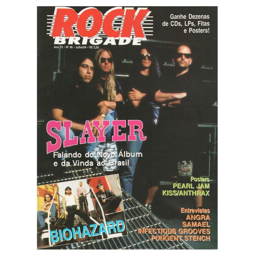 Revista Rock Brigade 96 - Slayer Pearl Jam Kiss Angra Green Day Anthrax Biohazard