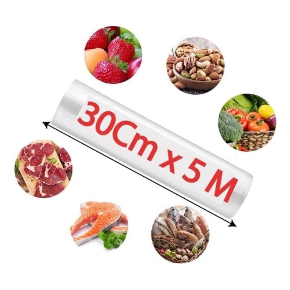 Bobina Rolo Saco a Vácuo Gofrado Com Ranhura Para Máquina Seladora 30cm x 5metros