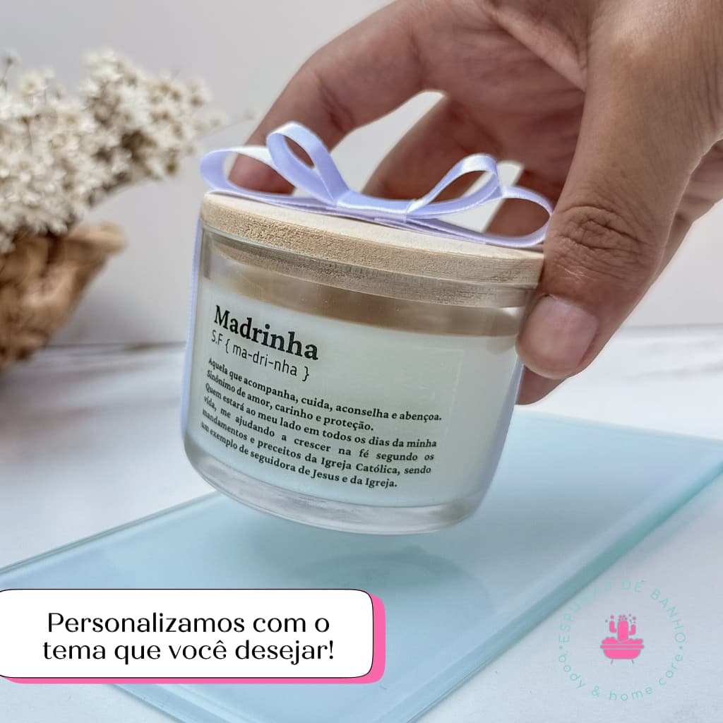 Vela Aromática Personalizada 100g c/ tampa de madeira - O ANÚNCIO REFERE-SE A 1 UNIDADE