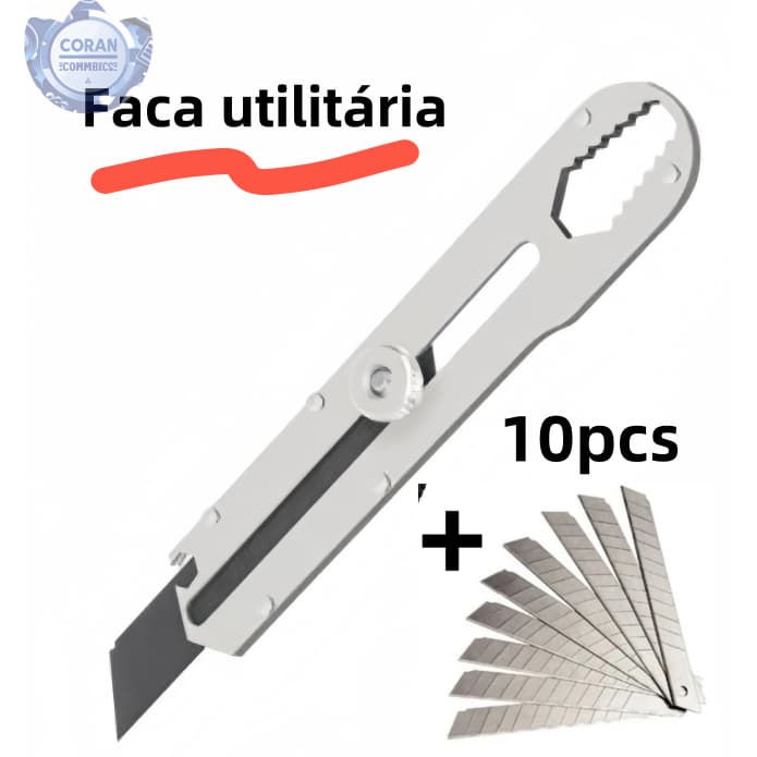 Estilete Profissional 18mm Com Trava Aço Inox Maciço 10 Lâminas