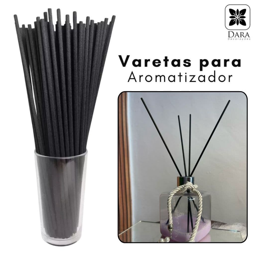 Kit Vareta Fibra de Algodão Preta Para Aromatizador