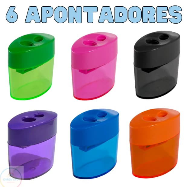 Apontador Duplo Oval C/Deposito  Paoelaria Leoeleo- 6 Apontadores