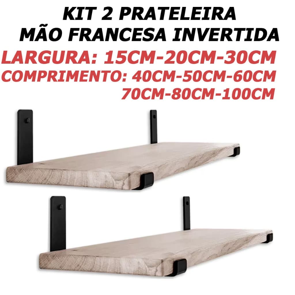 Kit 2 Prateleira Industrial Com Mão francesa de ferro invertida Nicho Decoração