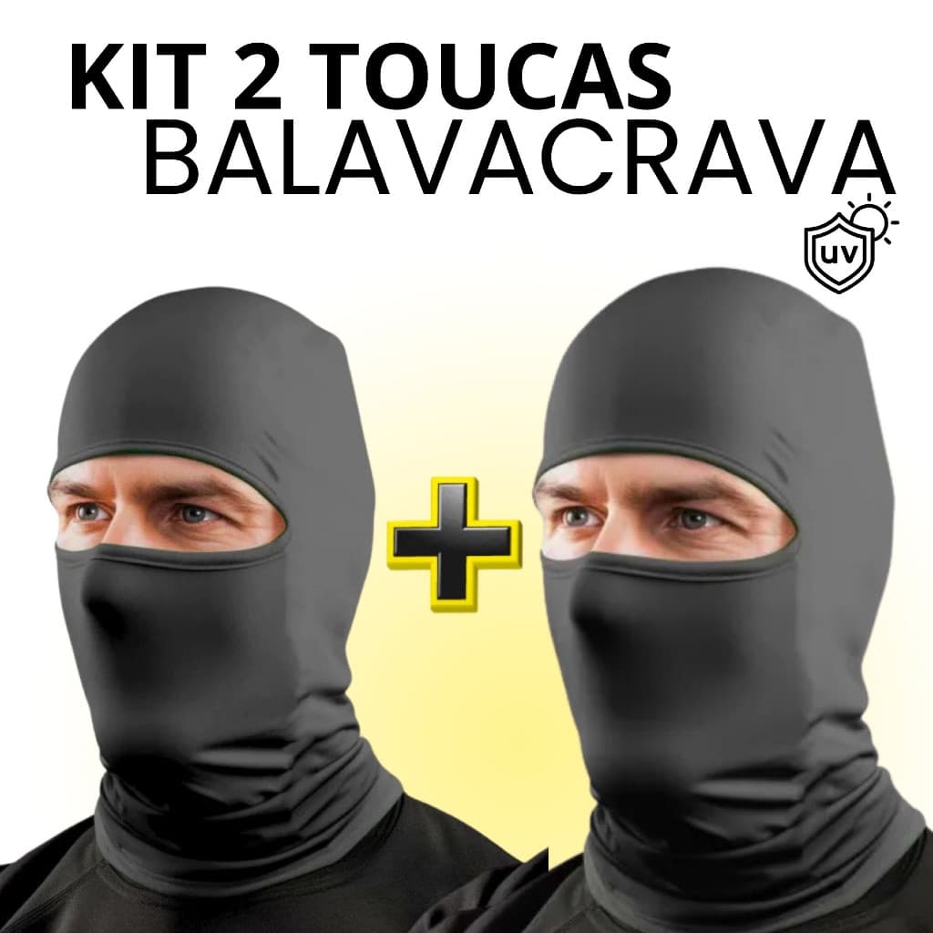 kit 2 Toucas Ninjas Balacrava Proteção Uv 50+ Motoqueiro Motoboy Toca Preta
