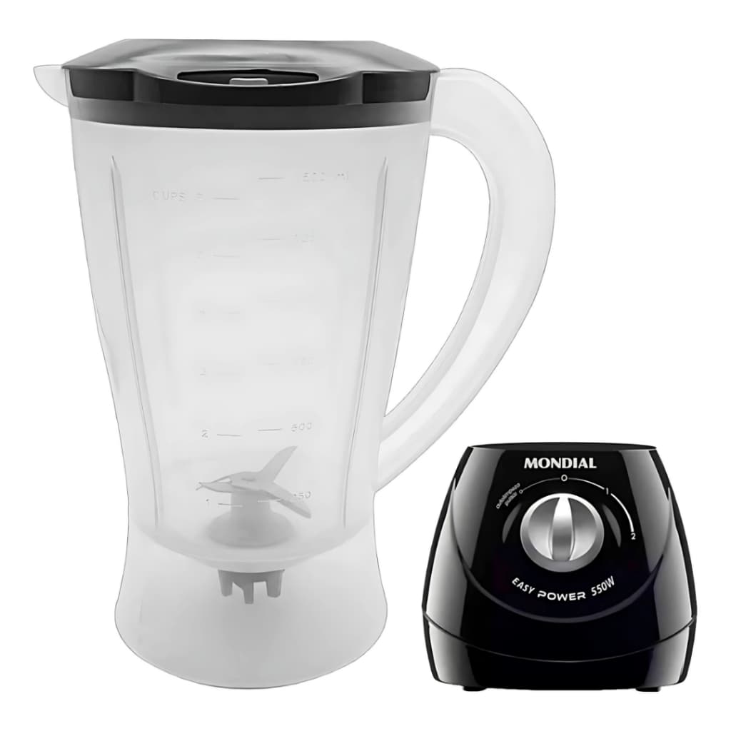 Copo Mondial Easy Power l 550 w ( Tampa Preta) Translucido