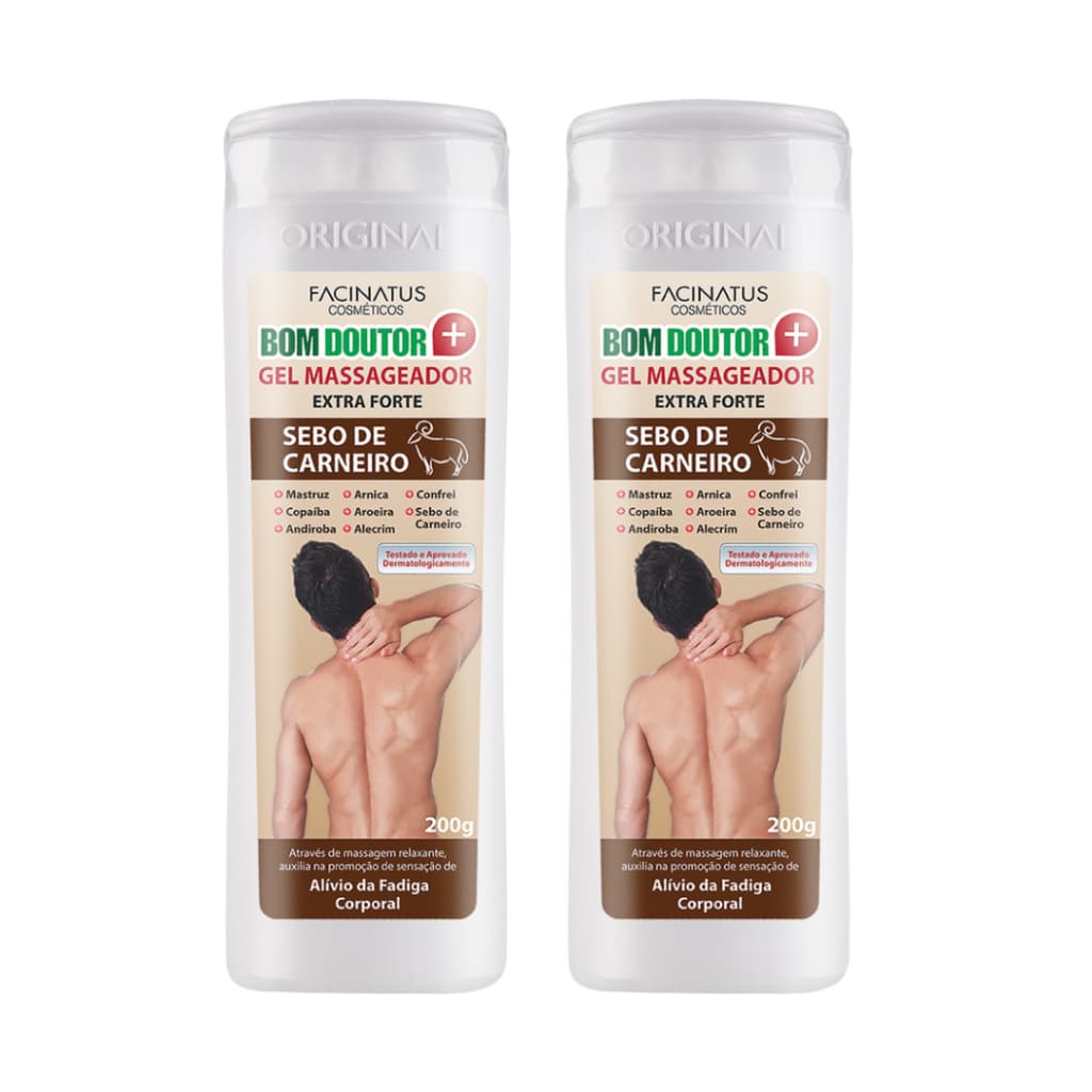 Gel Massageador e Relaxante Muscular Sebo De Carneiro Extra forte Bom Doutor 200g - 2 unidades