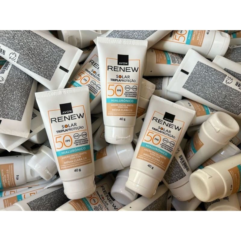 Avon Protetor Renew Solar Tripla Proteção FPS 50 COM COR MÉDIA CLARA 2.0-40g
