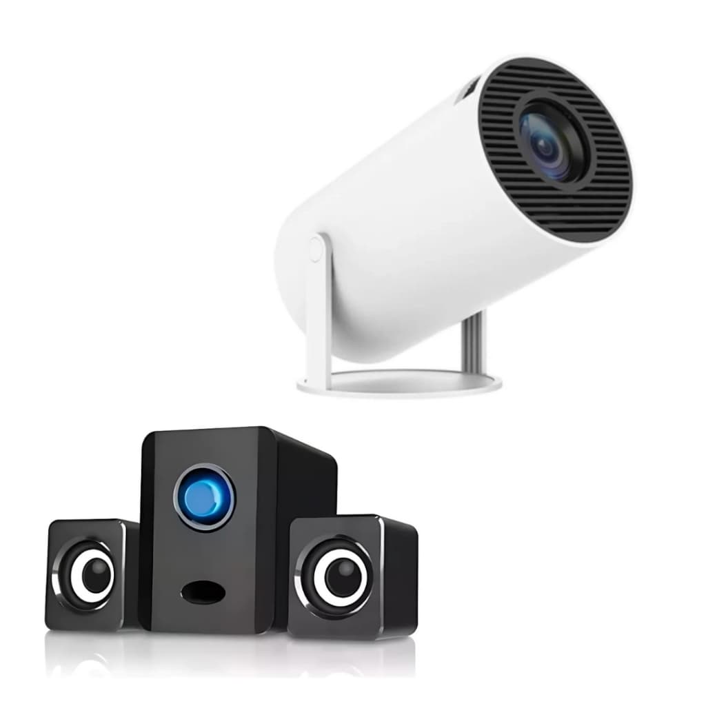 Kit Projetor HY300 + Caixa de Som imersiva: Aulas e Apresentações Interativas