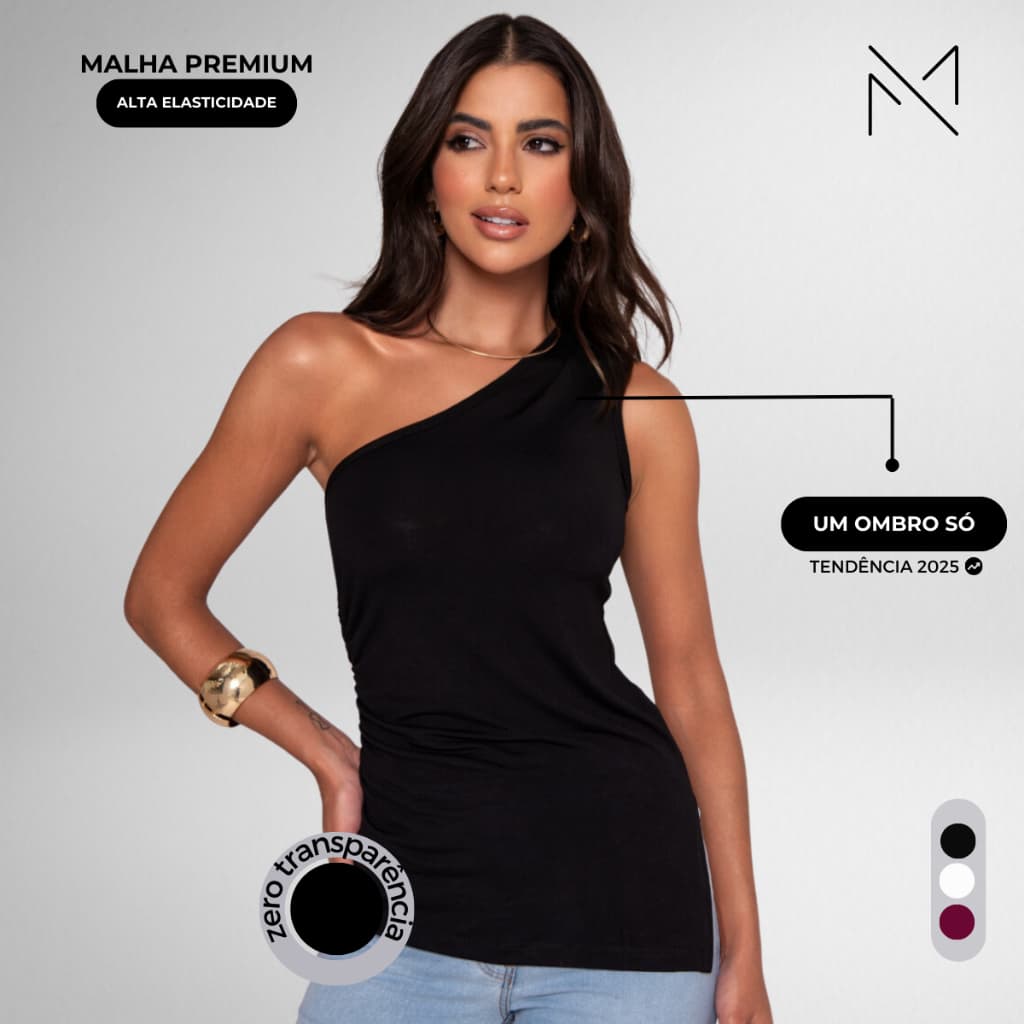 Blusa Feminina Ombro Só Mula Manca Assimetrico Casual