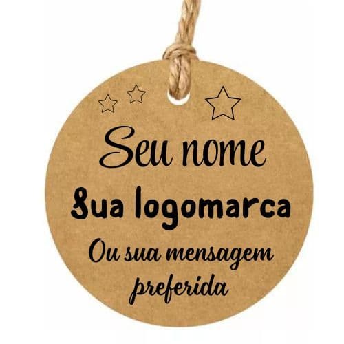 Tag Personalizada 4x4 cm para lembrancinhas, brindes, presentes - confeccionadas em papel kraft