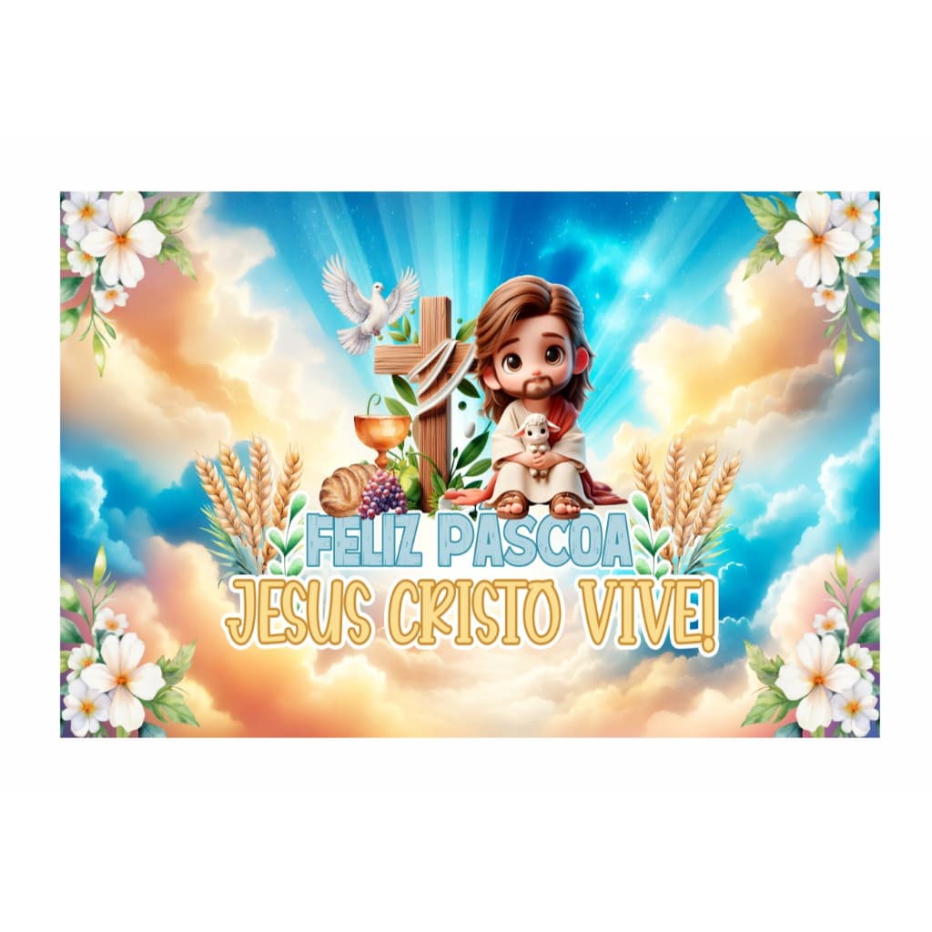 Fundo Fotografico Sublimado Em Tecido Retangular 1,50x2,20m Pascoa/Retangular 13772