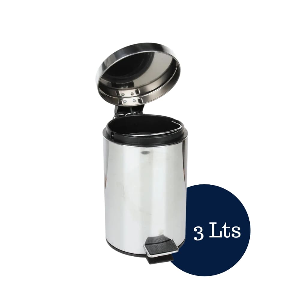 Lixeira De Inox Com Pedal Banheiro Cozinha 3lts Com Cesto