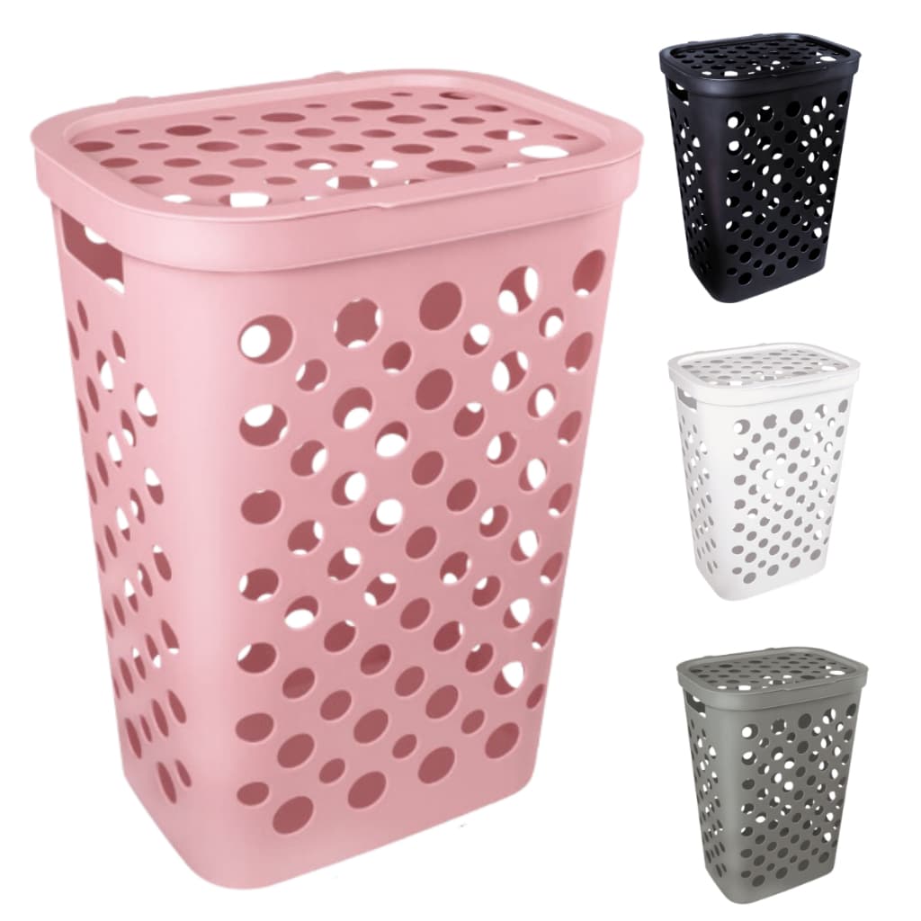 Cesto Telado 30 ou 47 Litros com Cesto de Roupa Suja Banheiro Casa Lavanderia Tampa e Alça