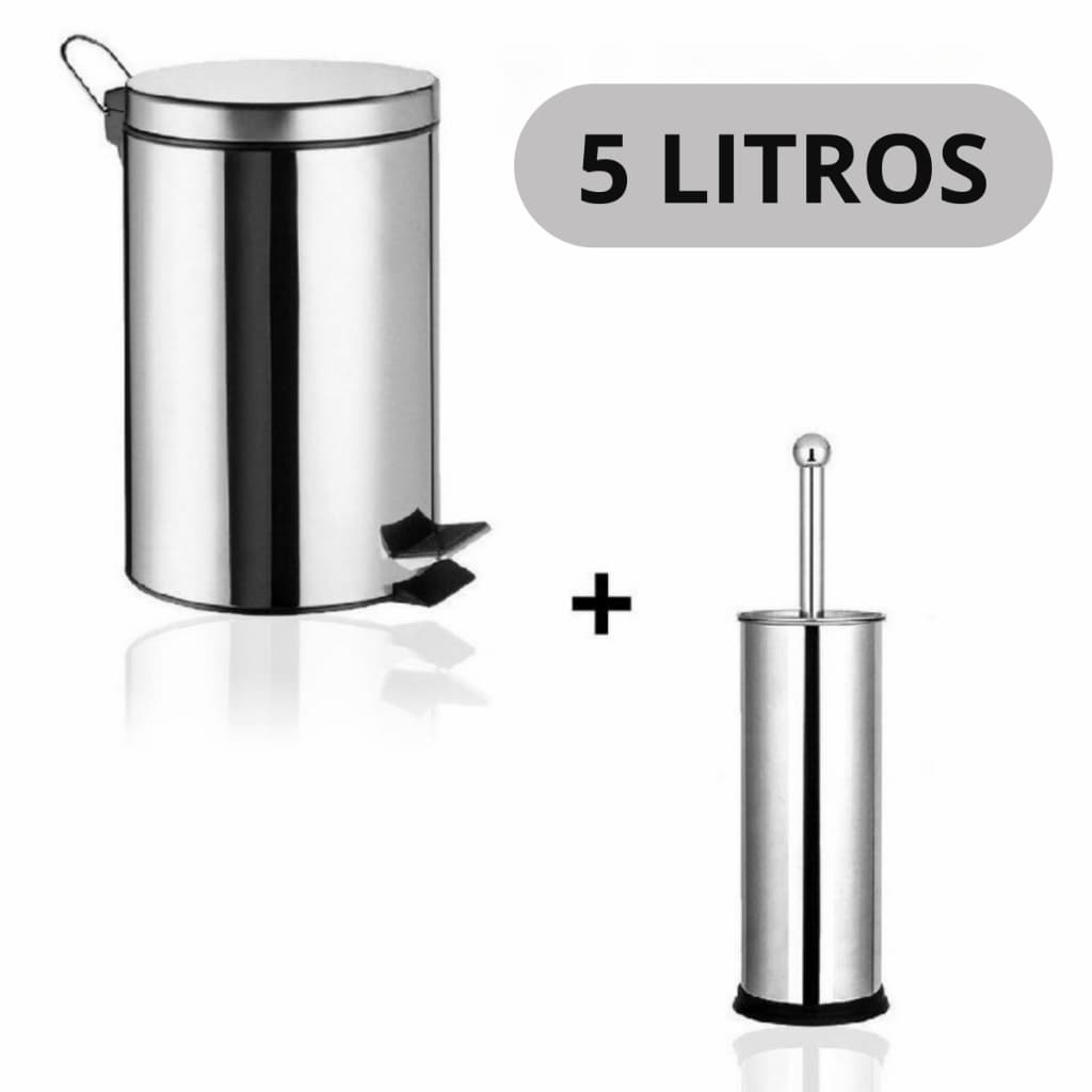 Cesto de Lixo Banheiro Lixeira para Cozinha Inox 3 / 5 Litros inox Ou Escova de Vaso Sanitário Inox