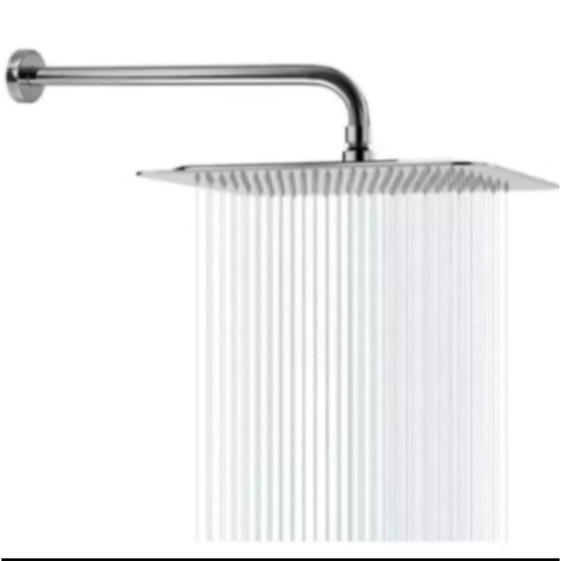 Ducha Chuveiro prata Inox 20x20  Fosco Quadrado Parede Suporte Redondo Banheiro Piscina Area Externa11839