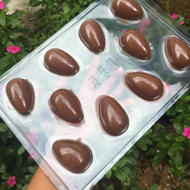 Forma p/ Ovo Páscoa 10g 30g 50g 100g 150g 250g 350g 500g 750g 1Kg Casca Lisa | Fina | Fatias SP 3 partes c/ Silicone Bwb