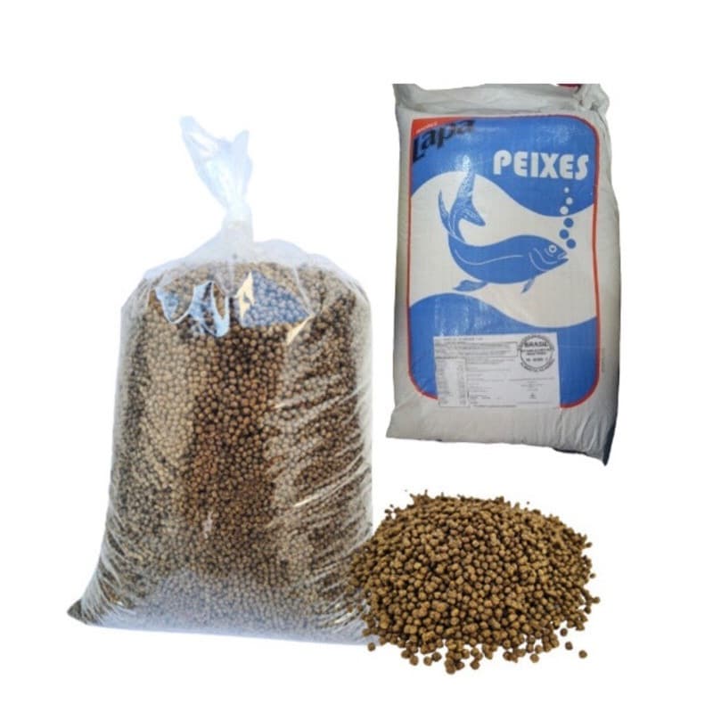 Até 5Kg Ração Peixe Média 5mm Engorda/Crescimento - Peixe Tilapia, Carpa - 28% Proteína