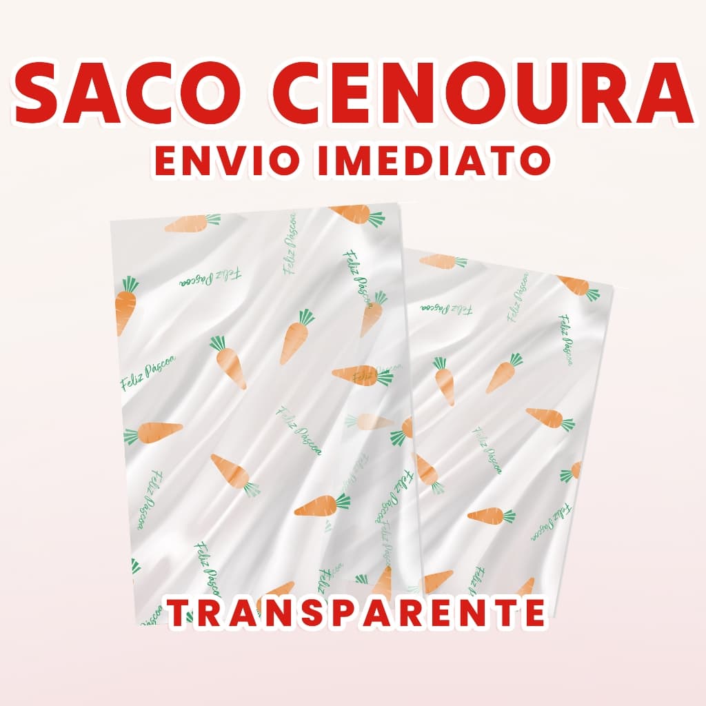 Saco Páscoa Transparente Cenoura Tamanhos Variados