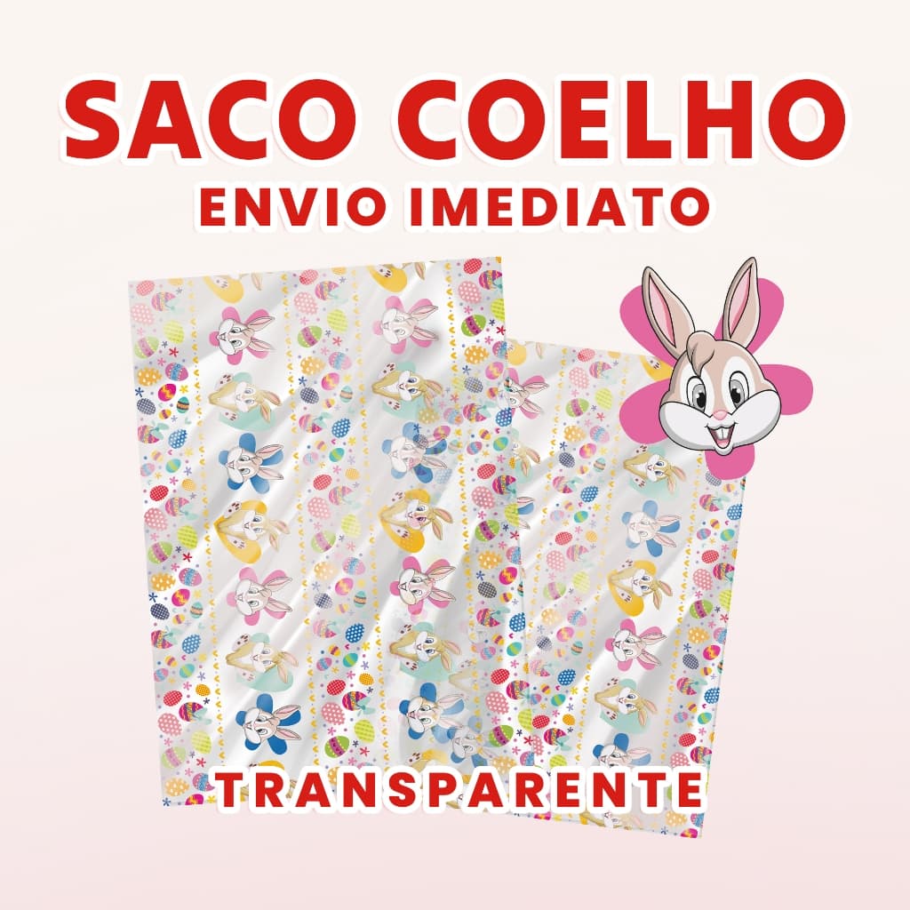 Saco Páscoa Transparente Coelho Lembrancinha Tamanhos Variados