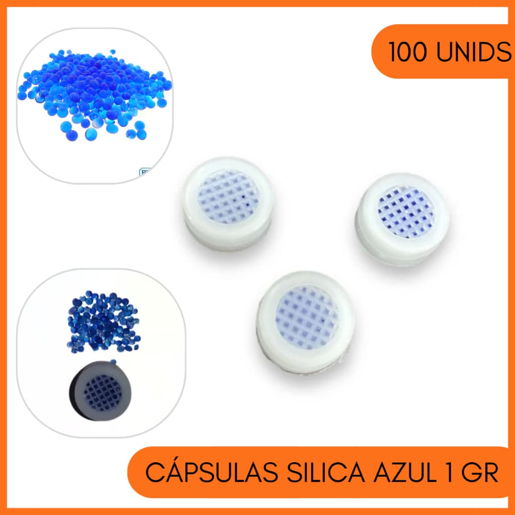 Cápsulas Silica Gel Azul 1Gr Desumidificador C/ 100 Unid