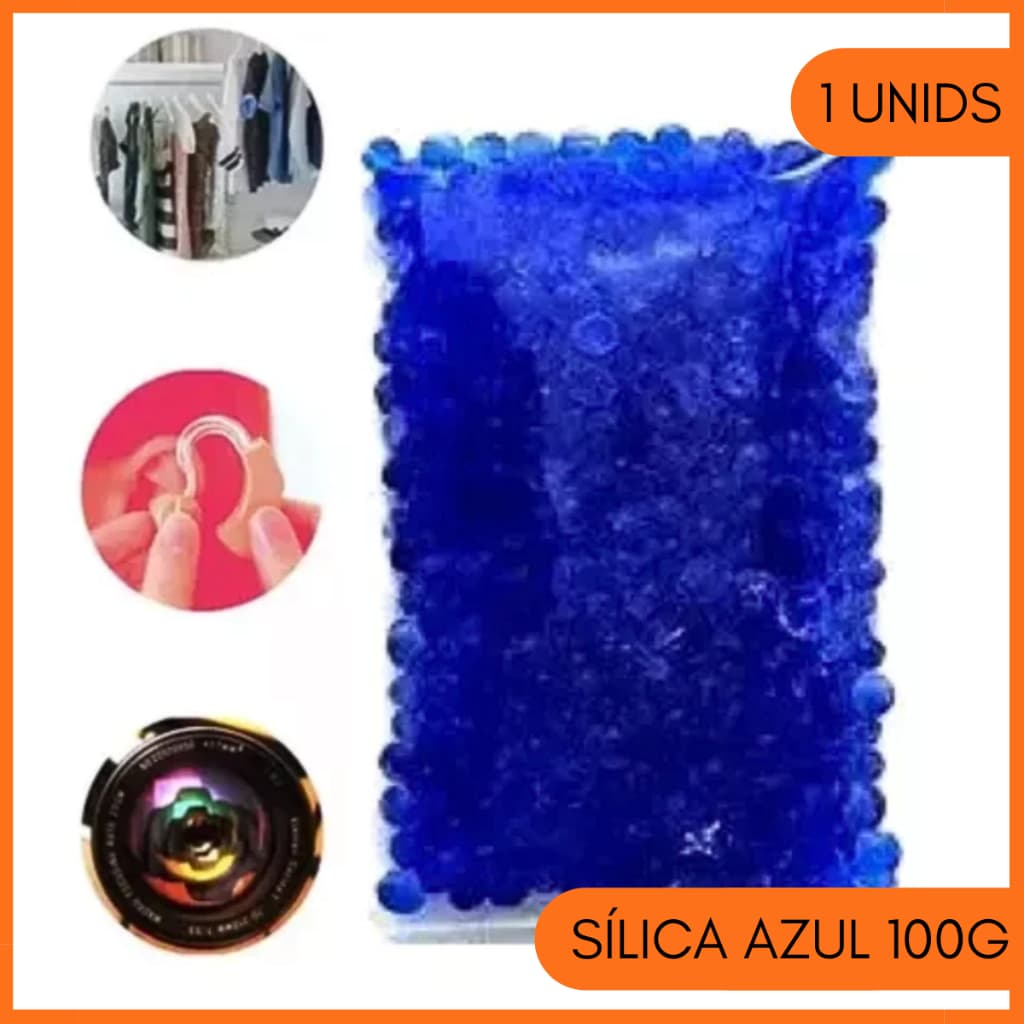 Silica Gel Azul 100g Desumidificador Aparelho Auditivo Cola Cílios Refil 1 Sachê
