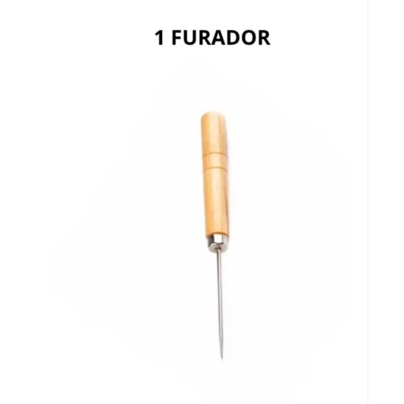 Furador Manual - Agulhão - Agulha - Madeira/aço - Costura-OU=CABO PLÁSTICO COLORIDO