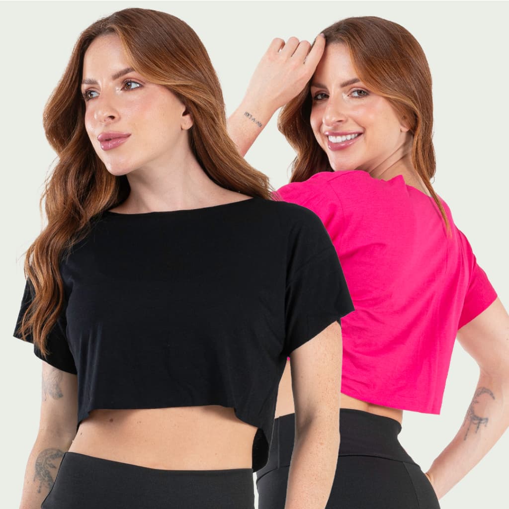 Kit 2 Cropped Feminino Fitness Academia