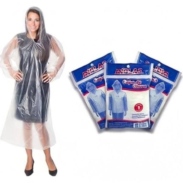 Kit 5 Capas De Chuva Descartável Transparente Incolor Unisex