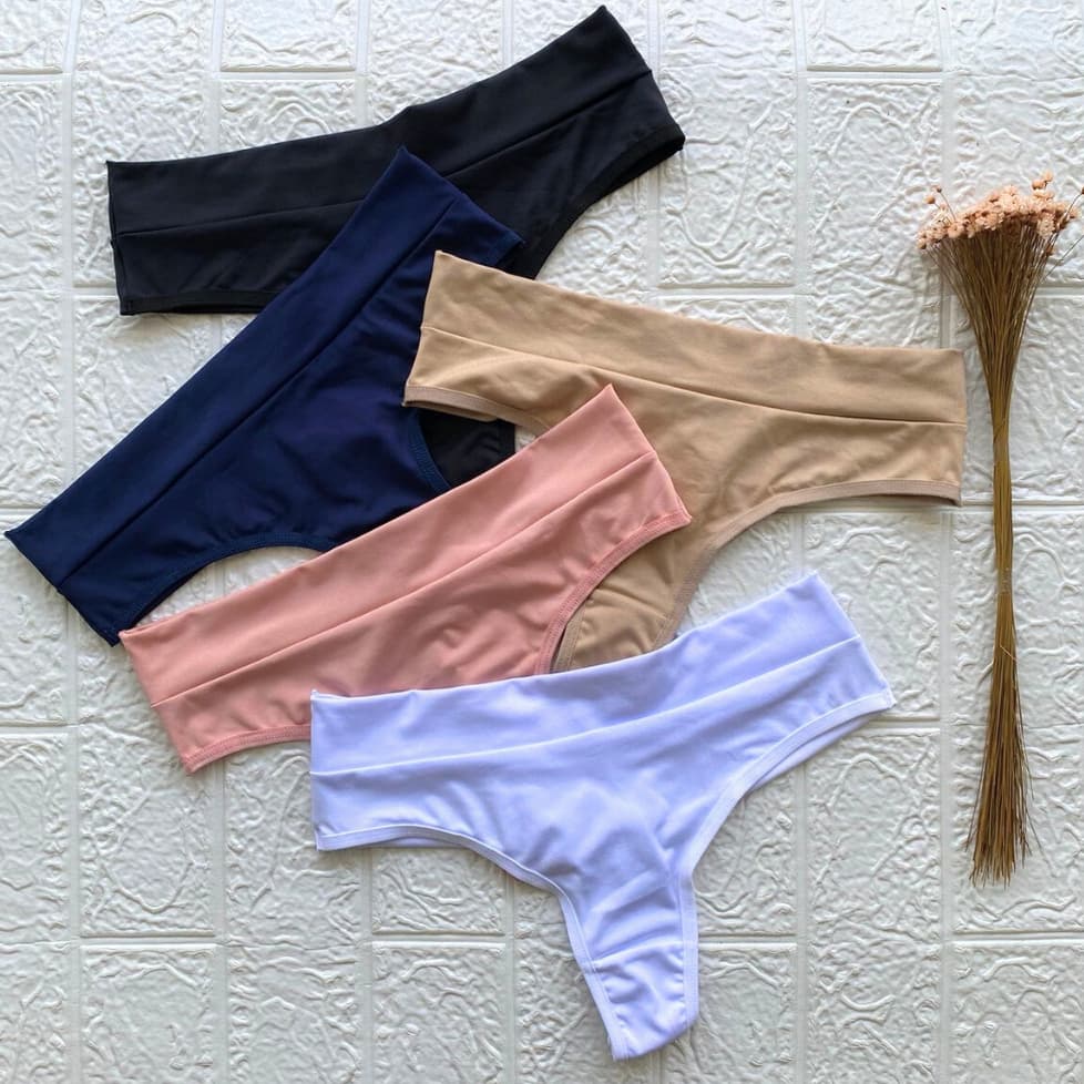 Kit 3 Calcinha Fio Duplo Cintura Alta Fio Dental Tanga Não Marca