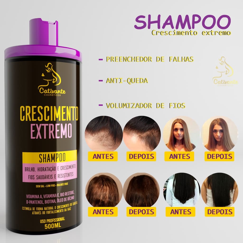 Shampoo Crescimento Capilar Extremo Cresce Cabelo Fio Terapia