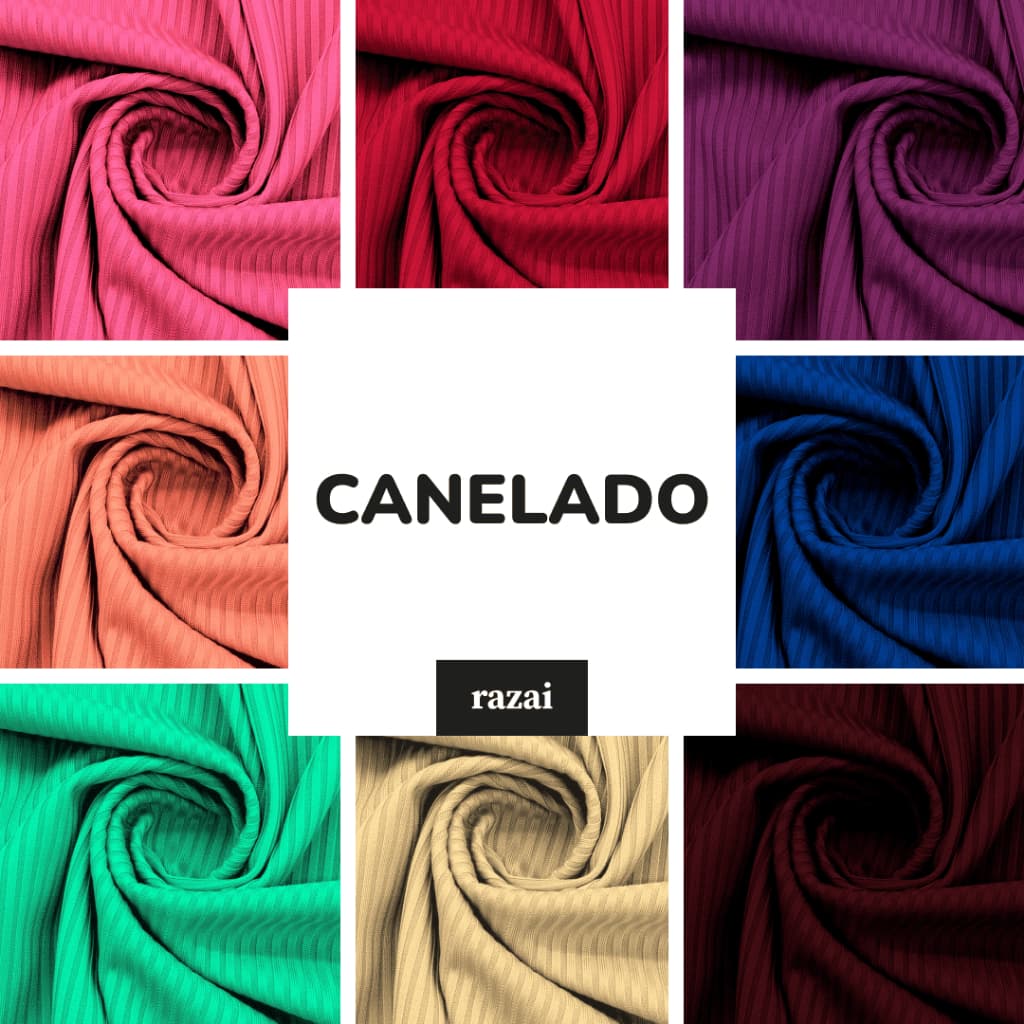 Tecido Malha Canelada RAZAI – Confortável para Moda Casual – 0,50 | 1m | 2m | 3m – 1,60m de largura