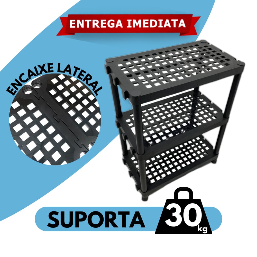 Estante Organizadora com 3 e 4 Prateleira de Plástico Modular Multiuso