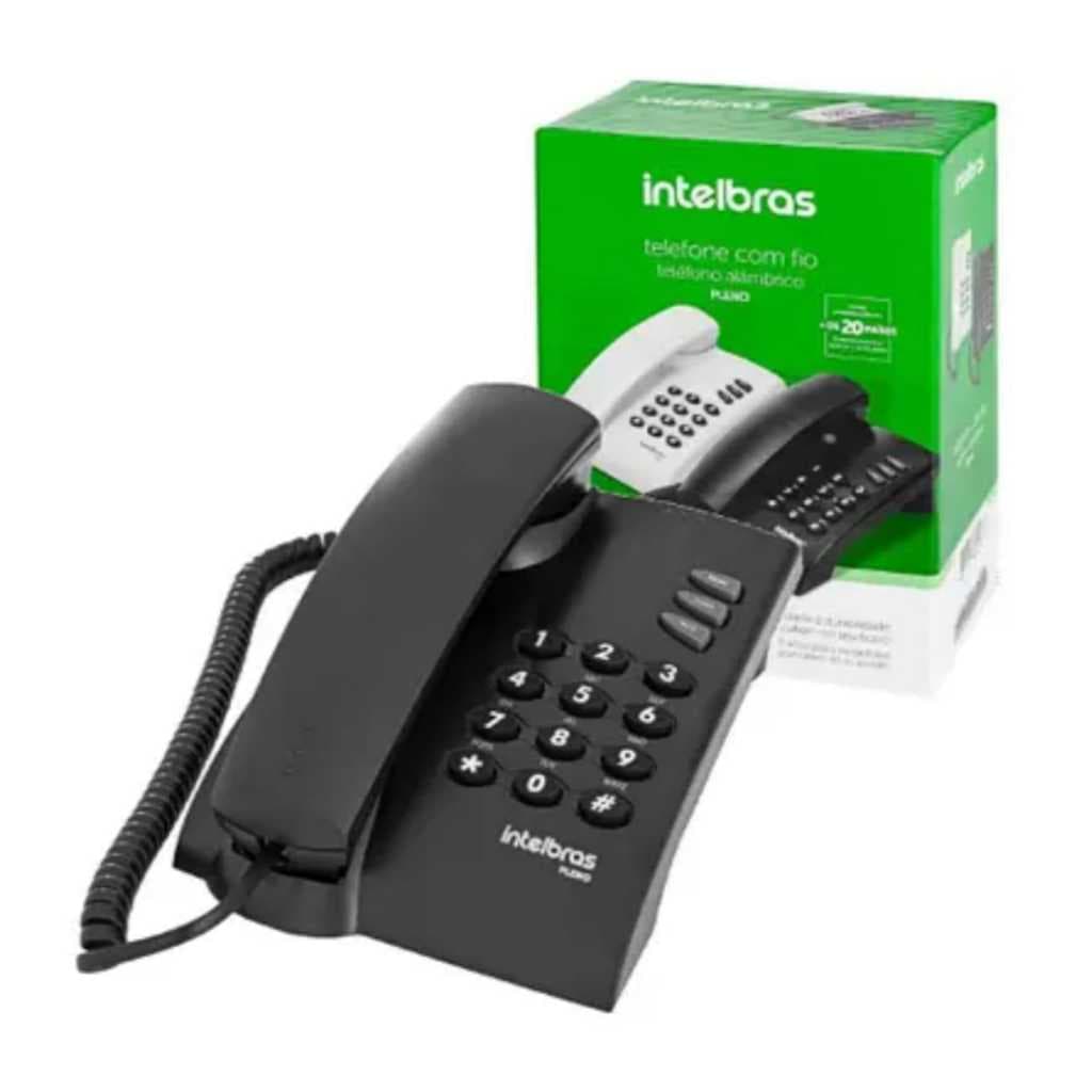 Aparelho Telefone de Mesa Fixo Com Fio Intelbras Pleno - Preto/Branco