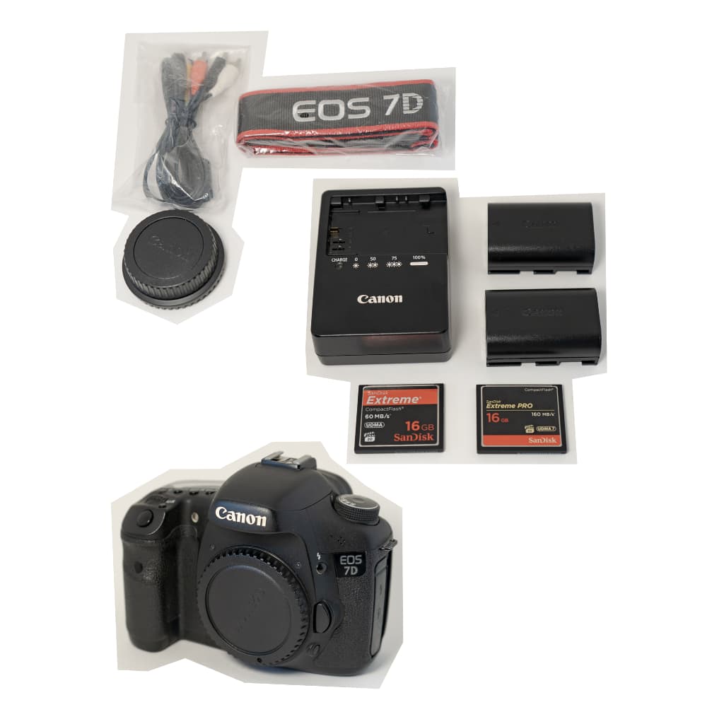 Câmera Canon EOS 7D apenas 41k cliques (corpo, cartões de memória, acessórios e caixa original)