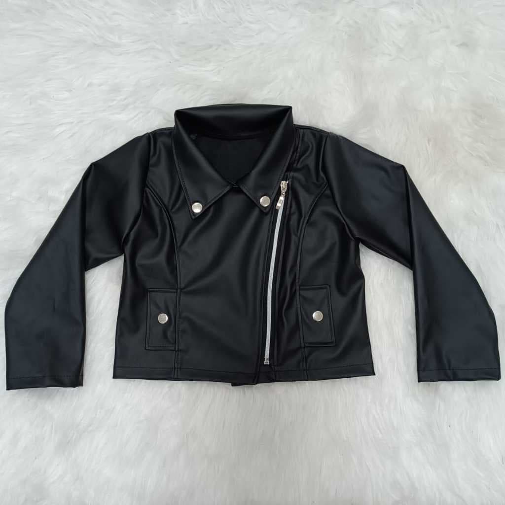 Jaqueta  De Couro Fake Infantil Para As Meninas