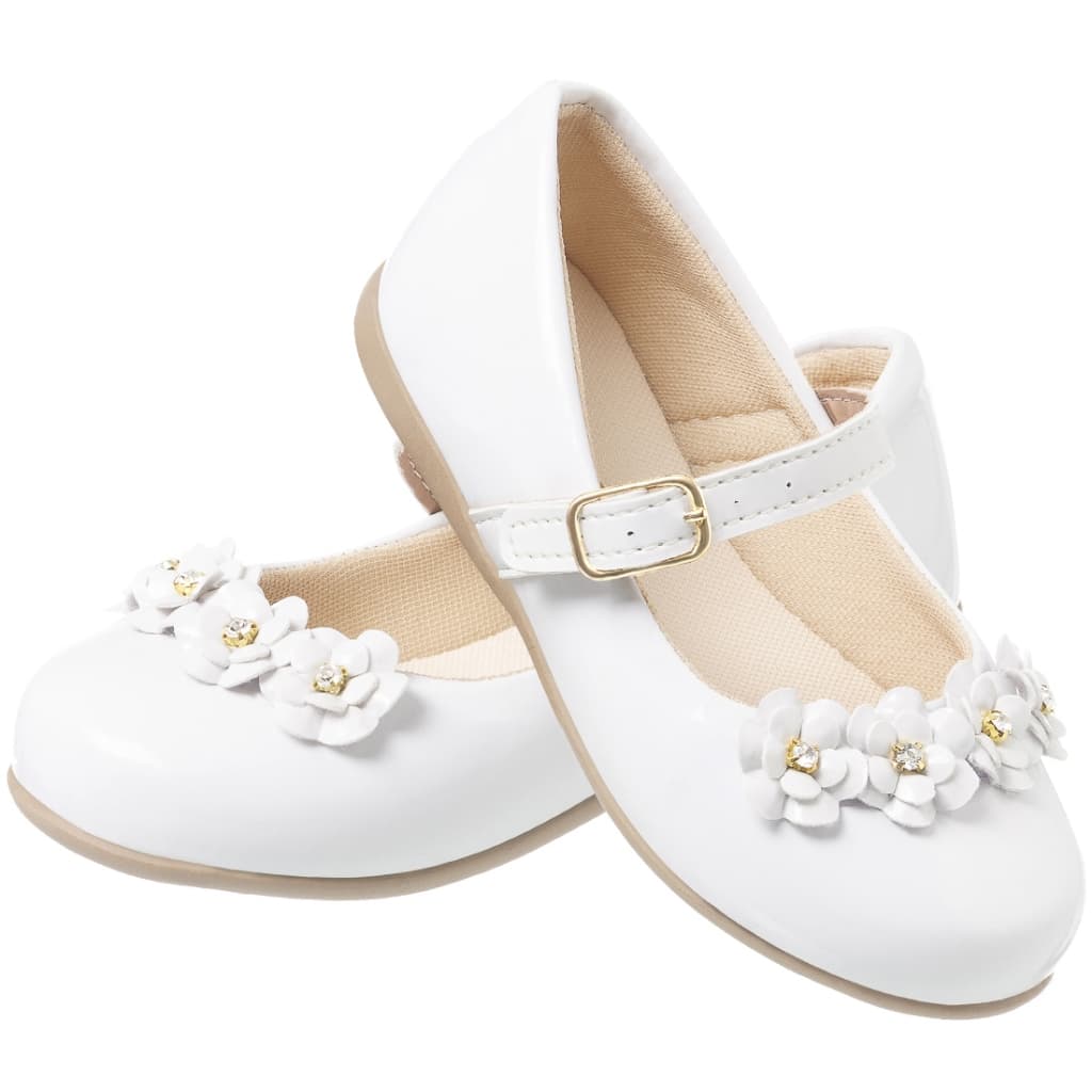 Sapatilha Feminina Menina Laço Flores Social Branca My ToT