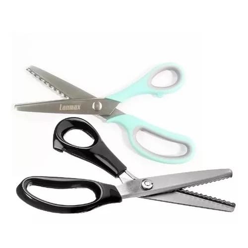 KIT 2 TESOURAS PICOTAR PROFISSIONAL LANMAX ZIG ZAG + ESCALOPE