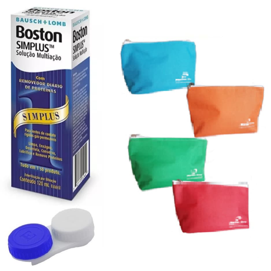 1 Solução de Limpeza Boston Simplus® Para Lentes de Contato Rígidas + Estojo + Necessaire