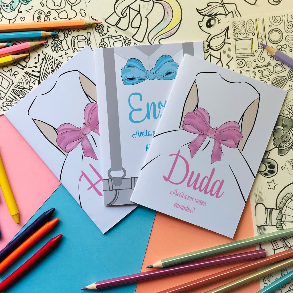 Revistinha de colorir, Daminha, Pajem, Florista, Segurança das alianças, casamento lembrancinhas cores A6 (10x15 cm).