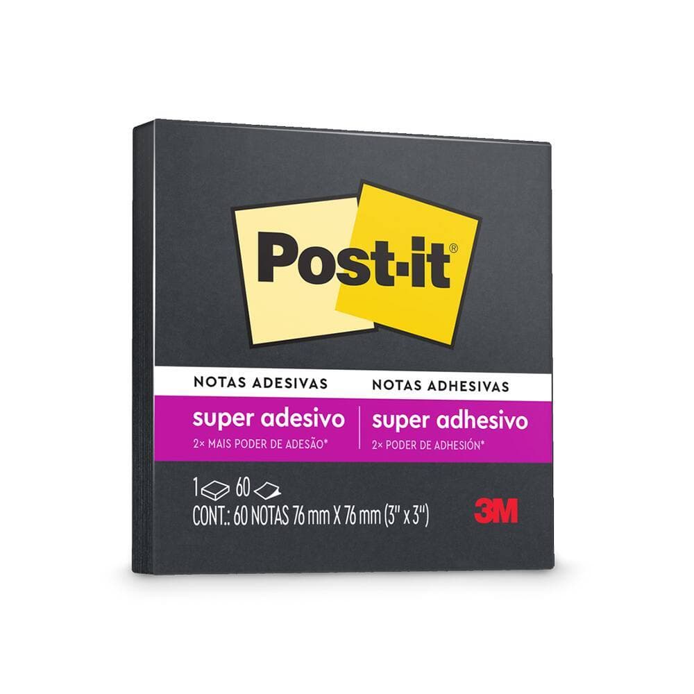 Bloco Adesivo Quadrado 76 x 76 mm Preto 60 Folhas - 3M Post-it | Notas Adesivas