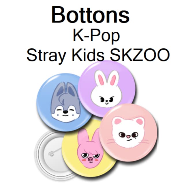 Bottons personalizados K-Pop Stray Kids SKZOO 3,8cm Volta às Aulas Mochila