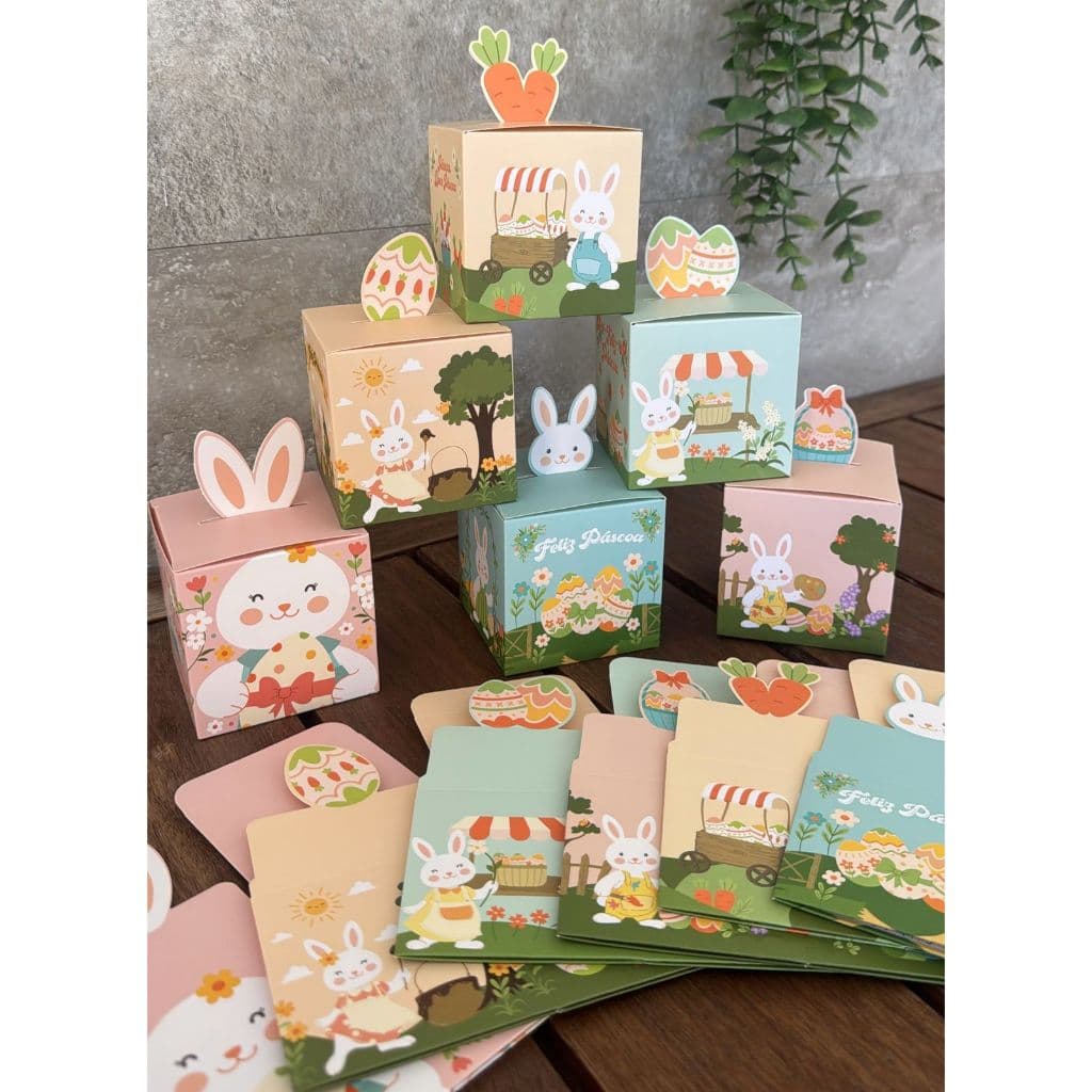 Kit c/12 caixinhas de doces para pascoa 7cmx7cm caixa para bombons embalagem para chocolate