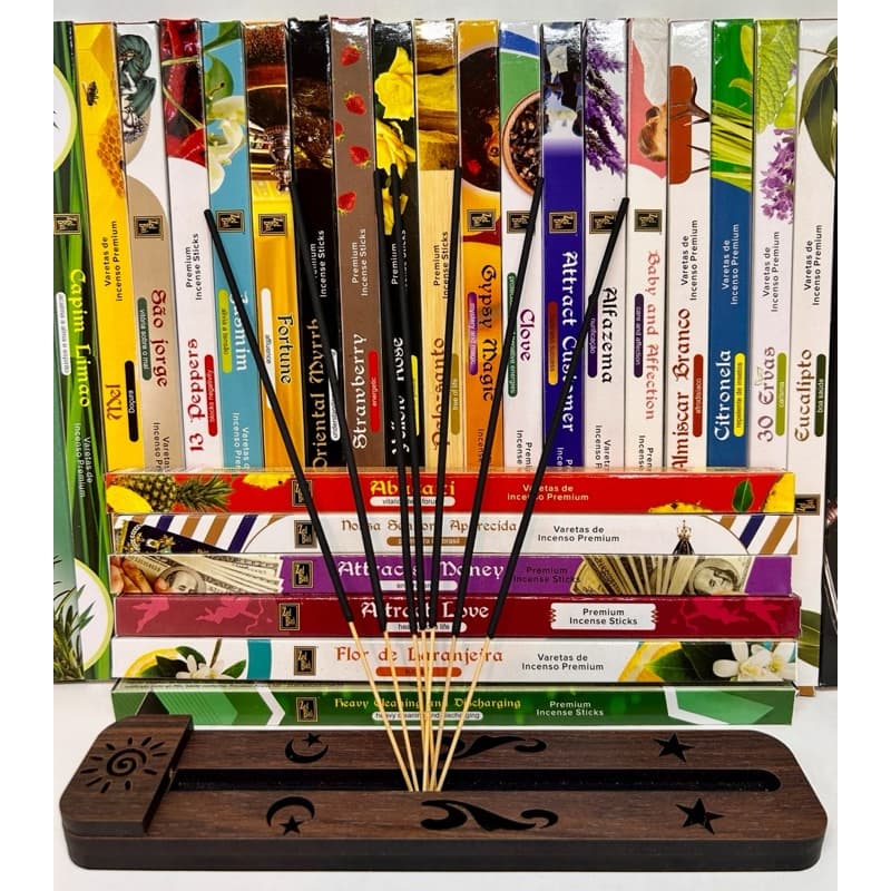 Incenso Indiano Zed Black Sortido c/25 Caixas c/7 Varetas + Incensário De Madeira na BB BB BB