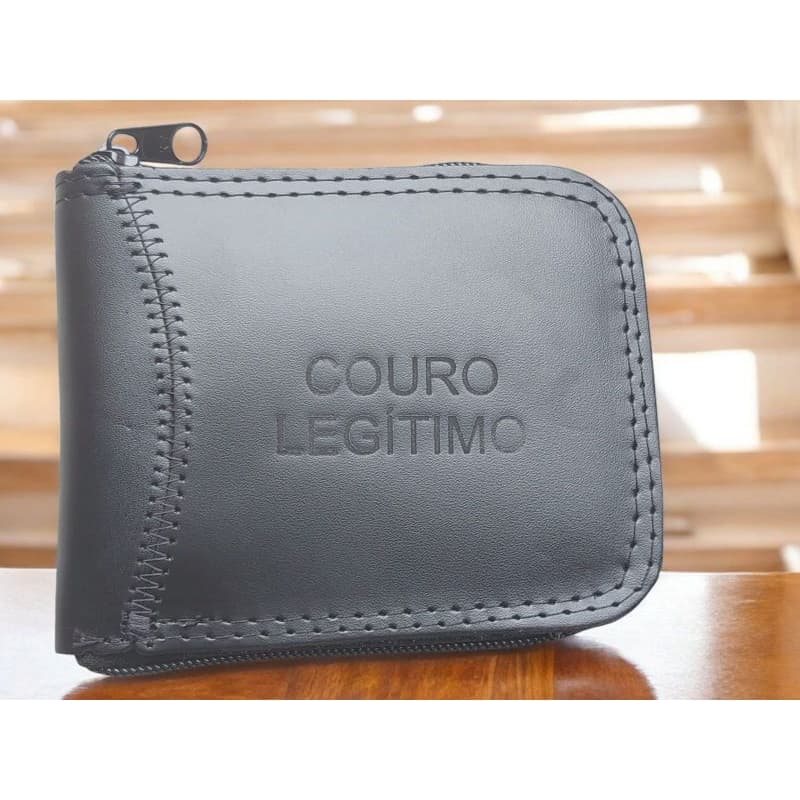 CARTEIRA DE ZÍPER GRANDE DE COURO LEGÍTIMO ELA CONTÉM PORTA MOEDAS