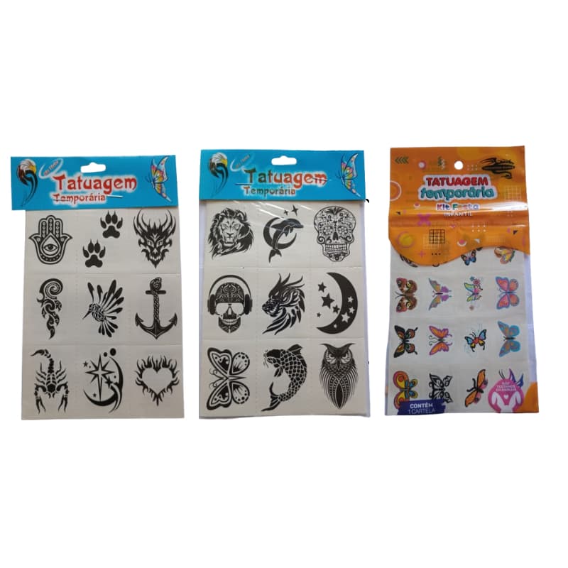 36 Tatuagens temporárias Tribal 4x5cm Mais 32 Tatuagens Borboletas 3x5cm