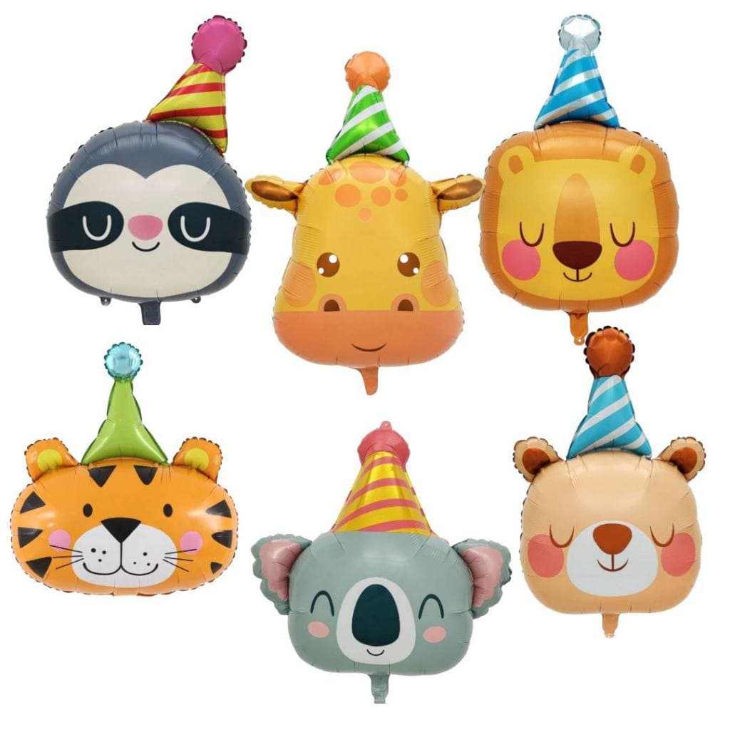 Kit c/ 6 Balão Metalizado Animais Safari Baby 75cm Festa Decoração Enfeite