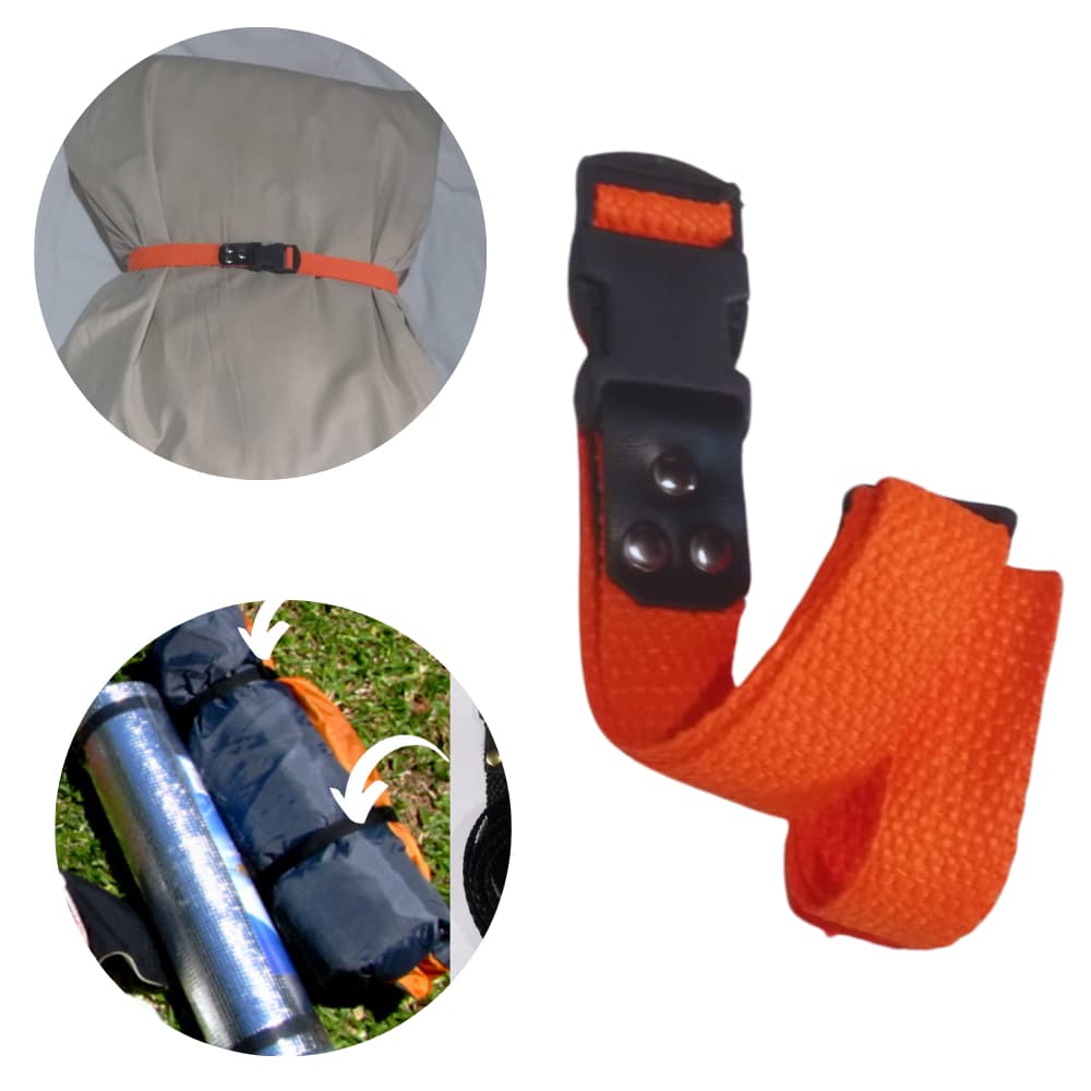 Alça Fita Laranja C/ Fecho Engate Rápido 25mm Para Carga Ao Ar Livre 2 Metros, Barraca Acampamento